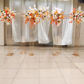 New electroplated background frame wedding wrought iron arch flower stand outdoor wedding decoration square shelf layout props