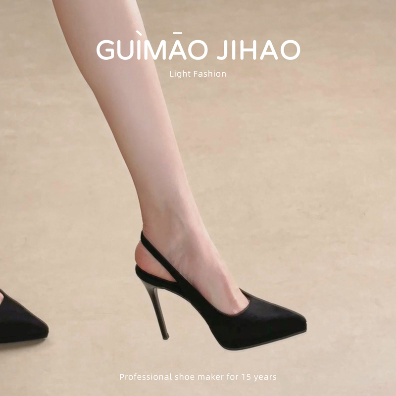 Rose Cat Brand: New Style High-Heeled Platform Sandals with Thick Soles, Waterproof, Open-Back, Pointed Toe, Stiletto Heels