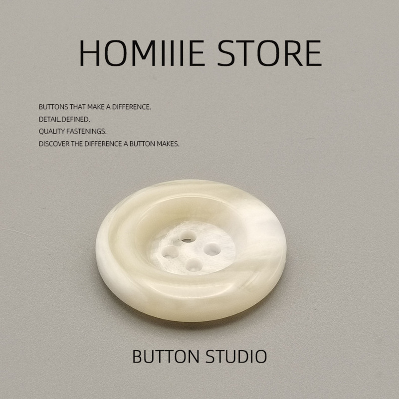 White Resin Four-Hole Button, Imitation Horn Button for Coats and Suits, Clothing Accessories, Outerwear Set, 28mm White Resin Four-Hole Button, Imitation Horn Button for Coats and Suits, Clothing Accessories, Outerwear Set, 28mm