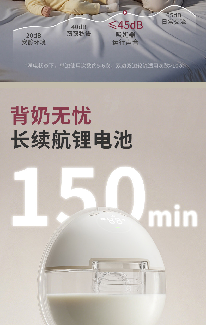 JUSTU免手扶单双边电动吸奶器静音全自动挤奶器穿戴式便携吸奶器 — 13