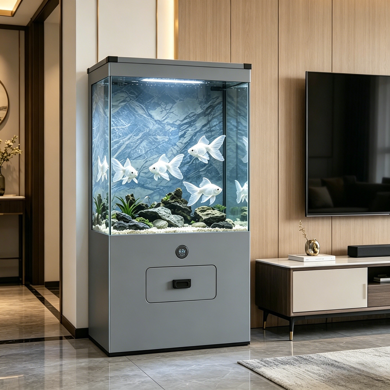 2026 New Vertical Fish Tank, No Need to Change Water, Self-Circulating, Floor-Standing, Living Room Bottom Filtration, Small and Medium-Sized Integrated Ecological Tank