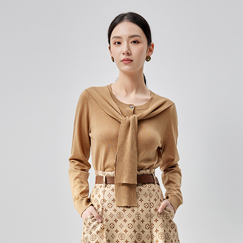 【Shi Feifei】Same Style as in the Mall, Spring and Autumn Two-Piece Shawl Knit Sweater Ndy8B43070
