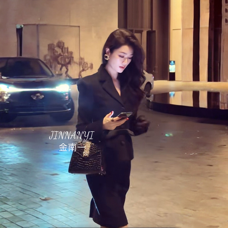Jinnan Yi 100% Sheep Wool Elegant Suit Set with a High-End Feel, Slim-Fit Women's Suit, New Autumn Style