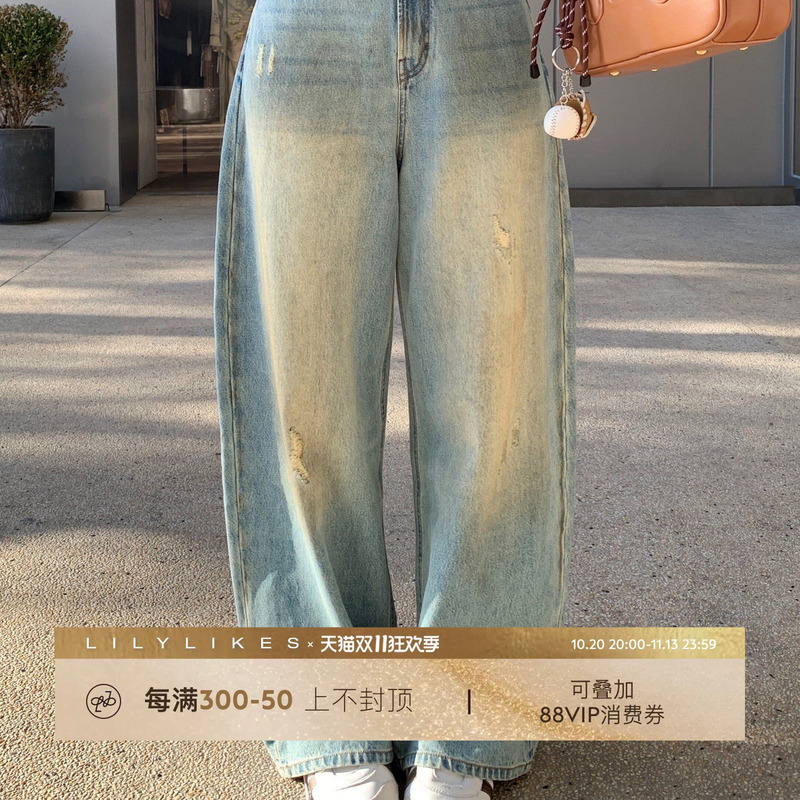 Lilylikes "Ac*E Dirty Pants" 90S Wasteland Style Distressed Pants 100% Cotton Handmade Color Rubbed Straight Leg Jeans Lilylikes "Ac*E Dirty Pants" 90S Wasteland Style Distressed Pants 100% Cotton Handmade Color Rubbed Straight Leg Jeans