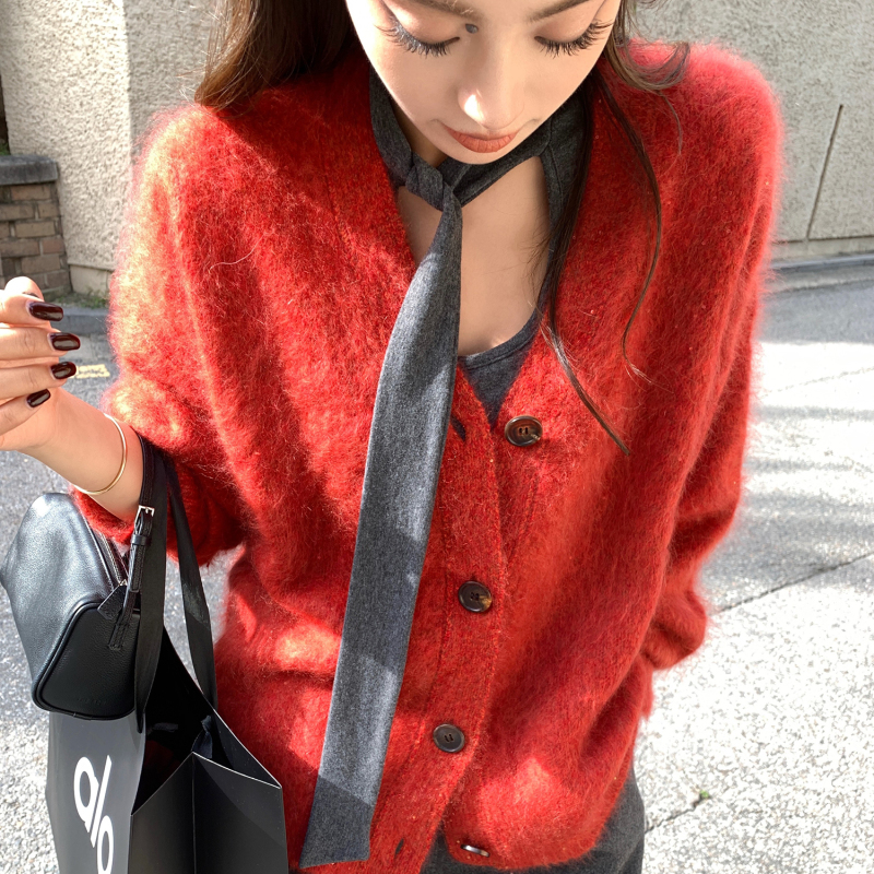Lilylikes Black Label "Starry" High-Quality 100% Cashmere Ab Floral Yarn with Sequins and Brushed Finish 450g Cardigan