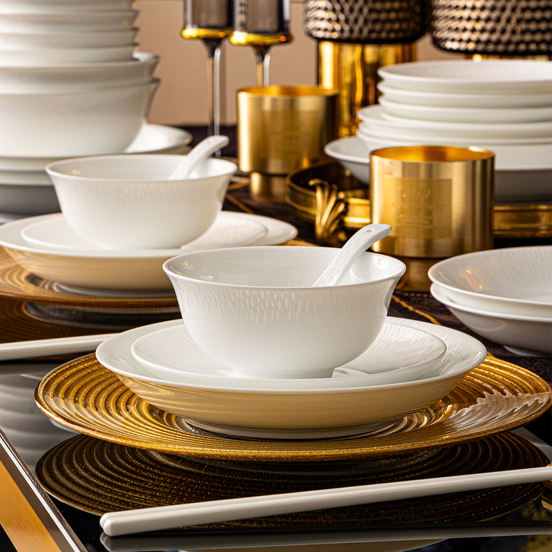 [Jingjia] Tableware Set 2026 New Model Housewarming Dishes Household Pure White High-White Porcelain Bowls Light Luxury High-End Feel