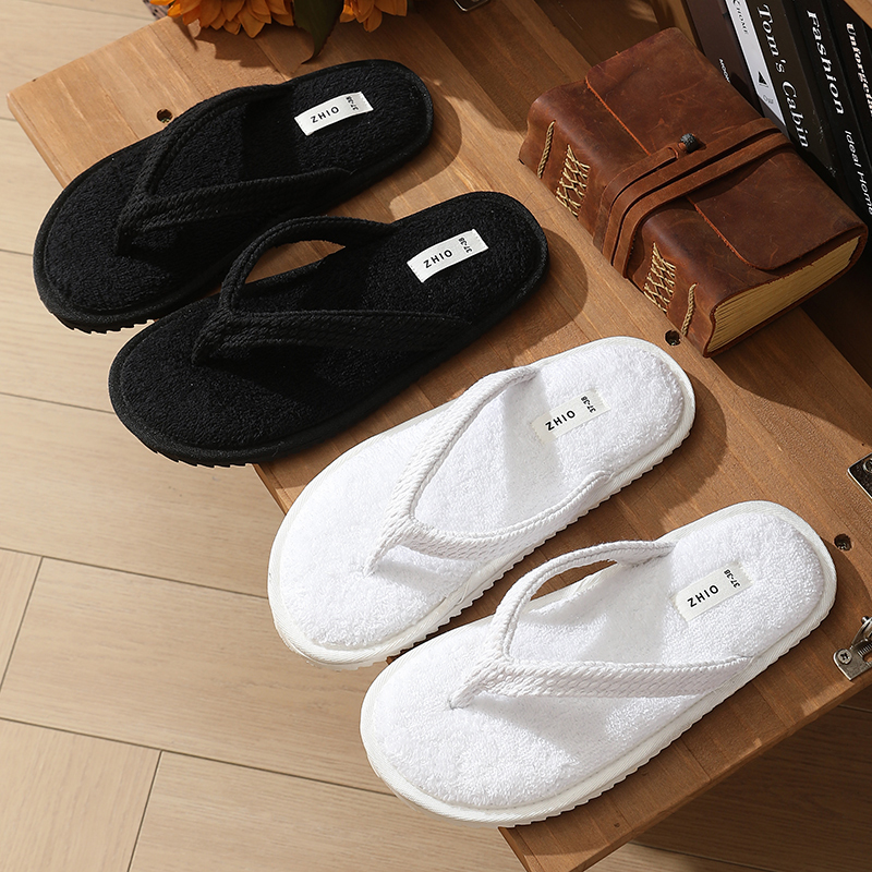Terry Cloth Flip-Flops for Men and Women, Summer Outdoor Wear, Non-Slip, Comfortable Home Beach Slippers, All-Season Couple Fabric Floor Slippers