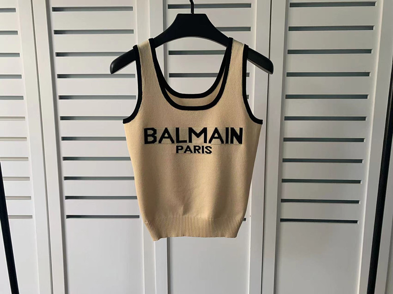 Effie Balmain Sleeveless Knit Jacquard Letter Vest Camisole Women's T-Shirt Ins Influencer Style