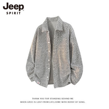 Jeep-Style Textured Lapel Jacket for Men, Japanese Trendy Brand, Loose Casual Long-Sleeve Shirt for Autumn and Winter