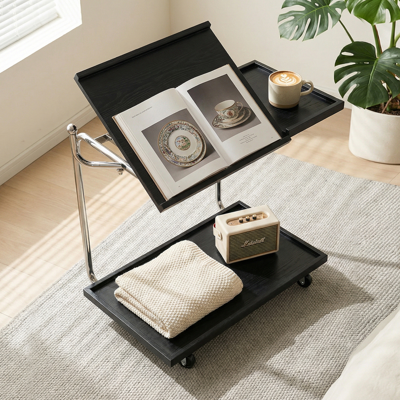Italian Modern Side Table, Bauhaus Mobile Storage Corner Table, Living Room Sofa Side Shelf, Mobile Small Coffee Table