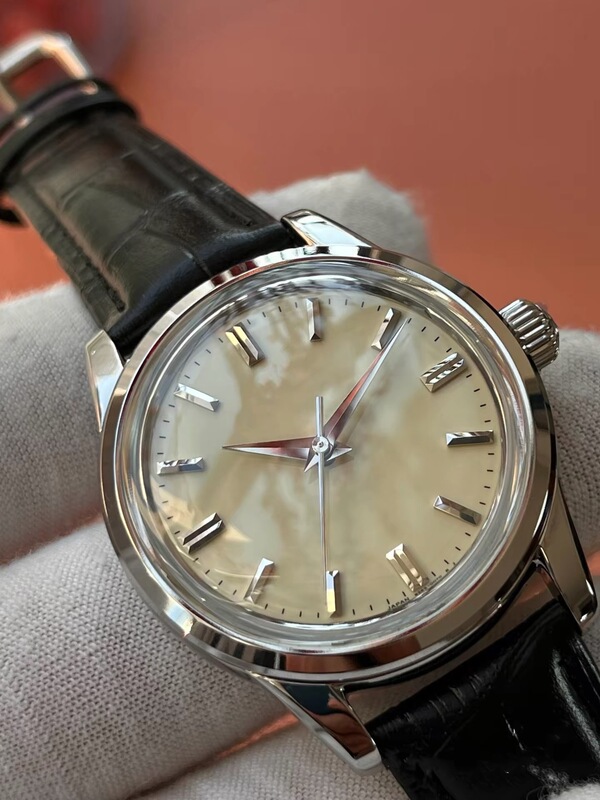 Men's Sg Modified Small Dial Mirror 37mm Sapphire Imported Toffee Hands Fine Sweep Seconds Sapphire Genuine Leather Watch