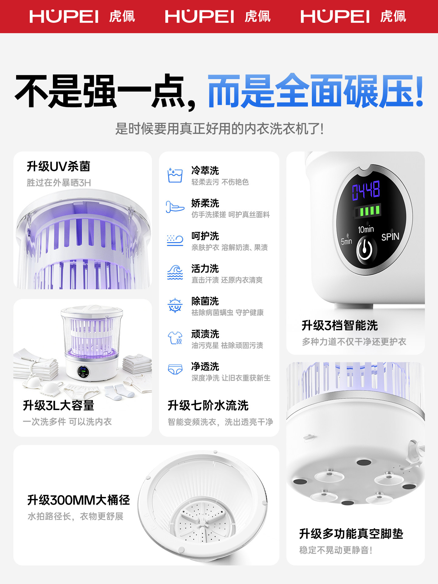 Hupai Mini Washing Machine for Underwear and Socks, Small Fully Automatic Washing and Drying Integrated Cleaning Machine