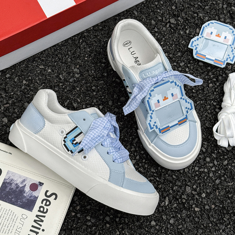 L.U.Again Penguin Sneakers Spring and Summer Casual Sneakers Blue Sneakers Women's Shoes Versatile Shoes for Students L.U.Again Penguin Sneakers Spring and Summer Casual Sneakers Blue Sneakers Women's Shoes Versatile Shoes for Students