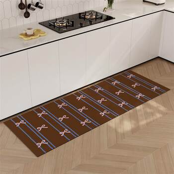 Second-hand bowknot kitchen f-room special floor mat that absorbs water and oil, non-slip, no-wash, dirt-resistant corner carpet, diatom mud feet