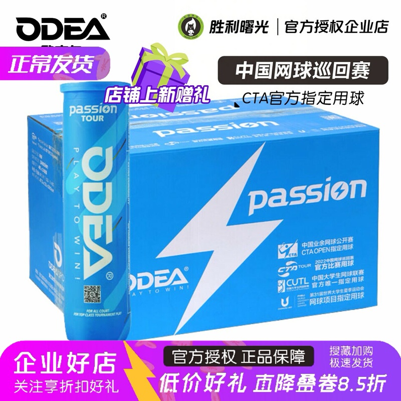 Odea Passion Tennis Blue Can 4-Pack Competition Tennis Balls High Elasticity and Durability Passion+Tour
