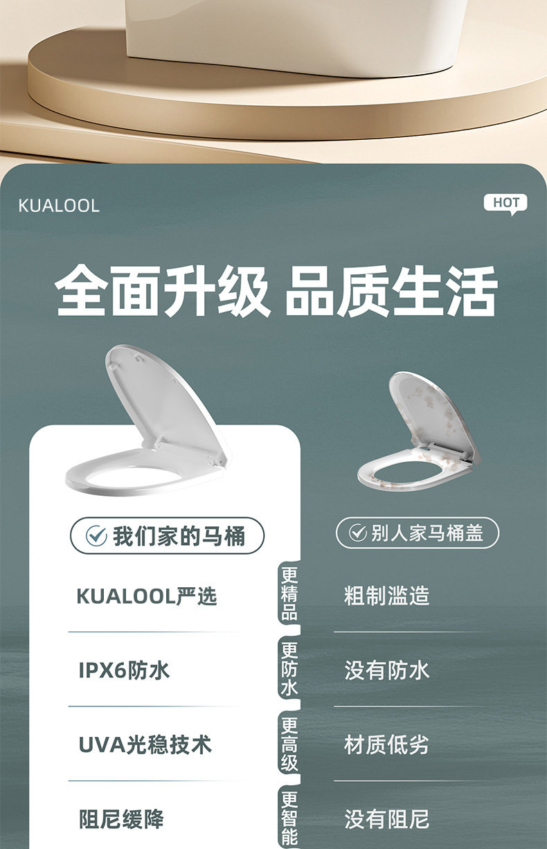 Крышка для унитаза 家用加热马桶盖座圈家用通用自动电加热恒温智能u型v型坐便器盖 Kualool