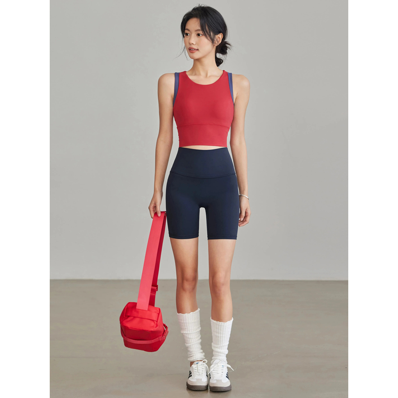 Dgkp Shock-Proof Sports Tops for Women Summer 2026 New Color-Blocking Running Fitness Sports Pilates Yoga Clothing Set