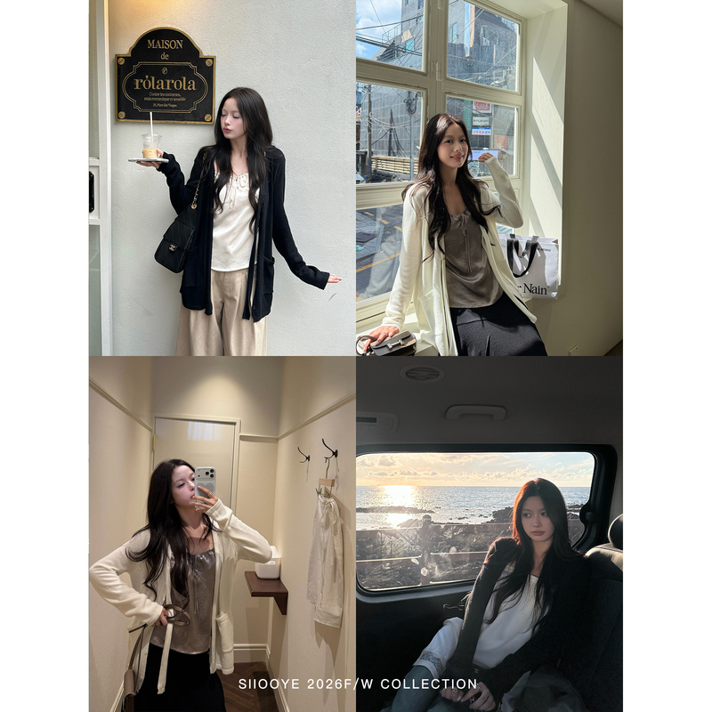 Siiooye Perfect Cardigan Contains Tencel Wool Ribbon Cardigan Top for Women, Loose Sweater Jacket