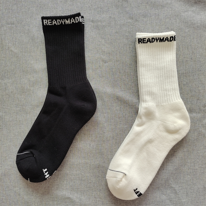 Japanese Readymade Letter Socks New Style Unisex High Tube Pure Cotton Towel Bottom Black and White Sports Socks Long Socks Japanese Readymade Letter Socks New Style Unisex High Tube Pure Cotton Towel Bottom Black and White Sports Socks Long Socks