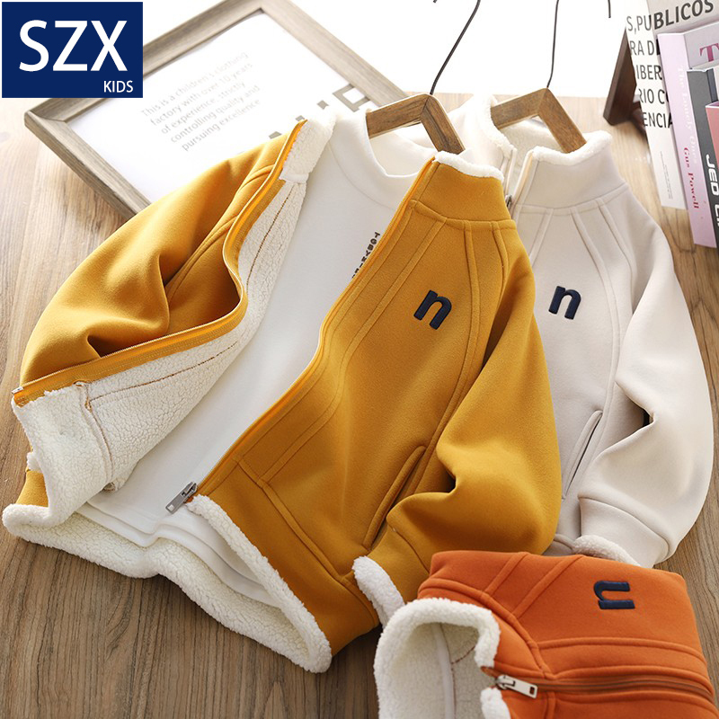Boys' Fleece-Lined Thickened Jacket 2026 Autumn and Winter New Style Children's Integrated Fleece Warm Zipper Shirt Casual Windproof Top