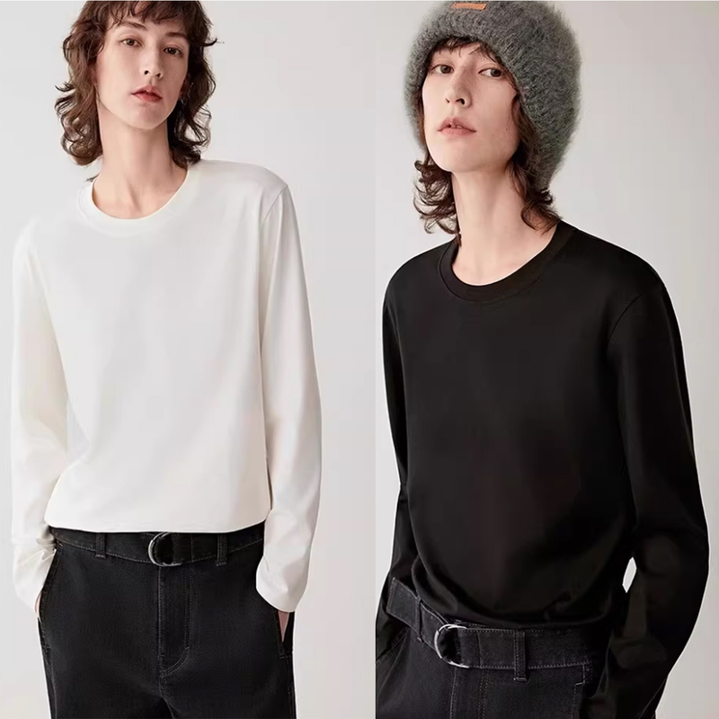 An Ye's Three-Quarter Land/26 Spring New Collection All-Cotton Knit Long-Sleeve T-Shirt