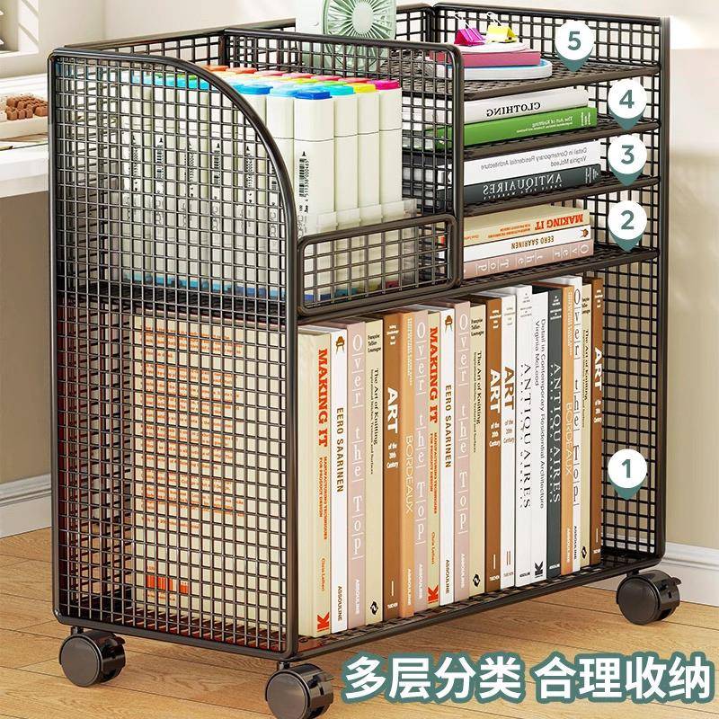 Desk and bookside rack, removable whole book organizer, layered storage next to the desk, unbranded/storage cabinet, multi-layered for student teaching room