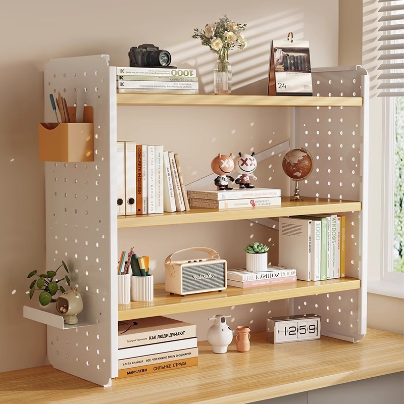 Desktop shelf desk bookshelves hole board home study desk multi-layer office station storage display rack