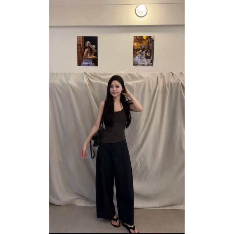 【Hz Xianjia Dai G】50% Cotton Ebony Paper-Like Pants for Petite Individuals with Elastic Waist Casual Pants (No Returns) 6.16 【Hz Xianjia Dai G】50% Cotton Ebony Paper-Like Pants for Petite Individuals with Elastic Waist Casual Pants (No Returns) 6.16