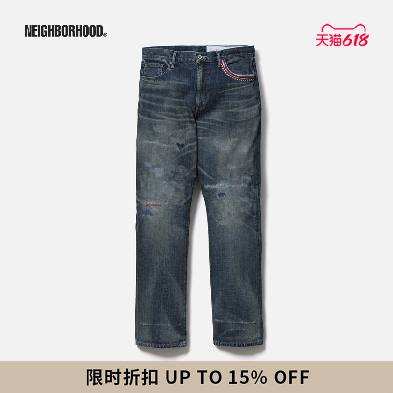 Neighborhood Retro Heavy-Duty Distressed Embroidered Jeans 2026 Spring and Summer New Men's Clothing Nbhd