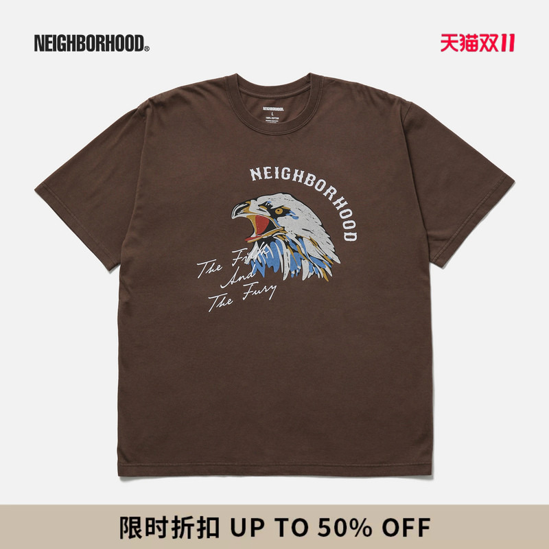 Neighborhood Retro Logo Eagle Head Pattern Short-Sleeved T-Shirt 2026 New Men's Clothing Nbhd Neighborhood Retro Logo Eagle Head Pattern Short-Sleeved T-Shirt 2026 New Men's Clothing Nbhd