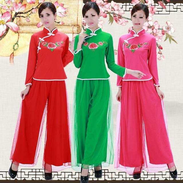 New Chinese-Style Yangge Costumes for Middle-Aged and Elderly People, Square Dance Costumes, Dance Suits, Women's Dance Performance Costumes, Fashionable