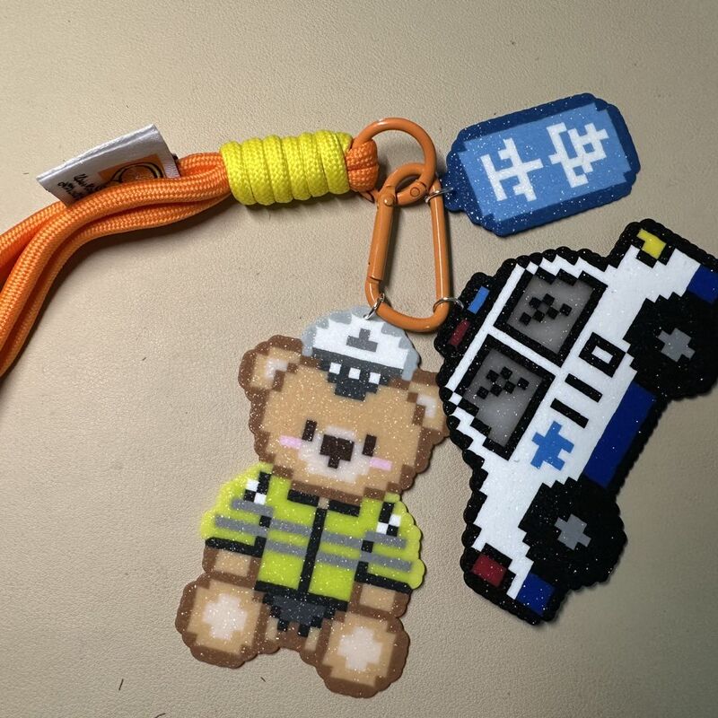 Finished Bead Art Traffic Police Safety Bear Car Hanging Ornament Gift for Friends and Besties Finished Bead Art Traffic Police Safety Bear Car Hanging Ornament Gift for Friends and Besties