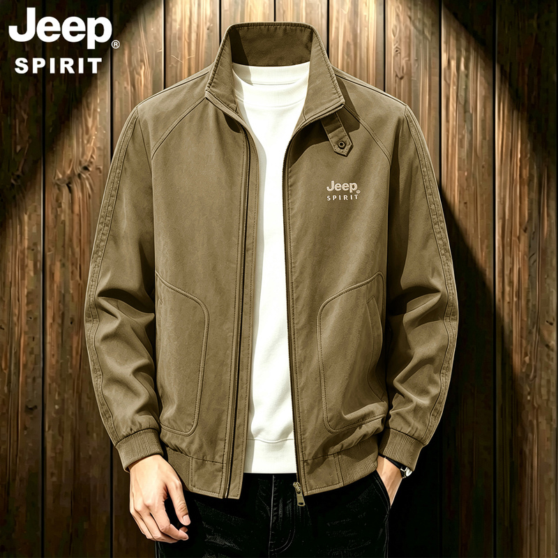 Jeep Pure Cotton Stand-Up Collar Jacket Men's 2026 Autumn and Winter New Warm Workwear Jacket Loose Casual Breathable Top