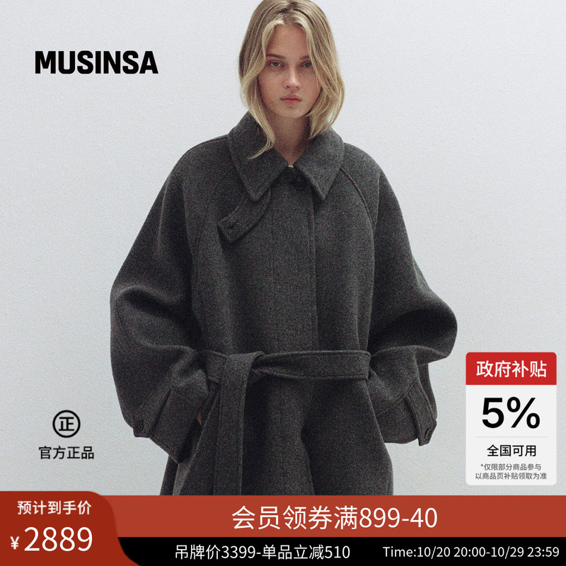 Facade Pattern Korea's 26Th Autumn and Winter New Product Women's Casual Fashion Waist-Cinched Mid-Length Coat Musinsa