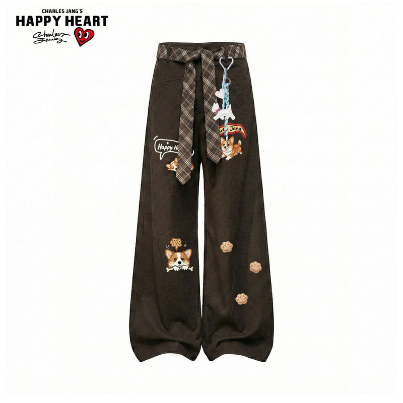 Charles Heart-Shaped Fun Print Casual Pants for Men and Women, New Spring and Autumn Loose Fit Couple's Breathable Wide-Leg Straight Pants Charles Heart-Shaped Fun Print Casual Pants for Men and Women, New Spring and Autumn Loose Fit Couple's Breathable Wide-Leg Straight Pants