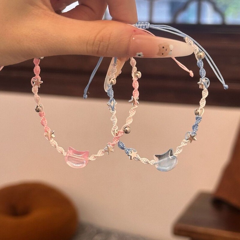 New Gravel Bracelet Series Little Cat ins Cute Couple Woven Friendship Bracelet for Women, High Appearance Value and Exquisite