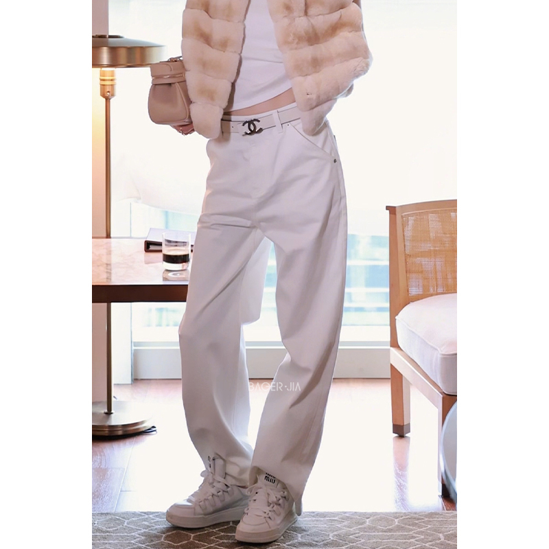 「Baoer Jia」Bc158226308 Versatile 100% Cotton High-Waisted Slimming Straight-Leg Washed Hanfu Jeans 「Baoer Jia」Bc158226308 Versatile 100% Cotton High-Waisted Slimming Straight-Leg Washed Hanfu Jeans