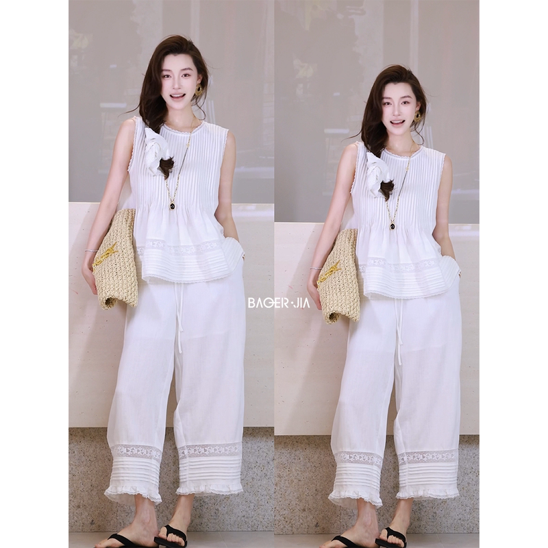 Bao'Erjia Contains the Model Bf120626205, a New Summer Style That Is Simple, Comfortable, Breathable, and Cool Silk and Linen Vest Set Bao'Erjia Contains the Model Bf120626205, a New Summer Style That Is Simple, Comfortable, Breathable, and Cool Silk and Linen Vest Set