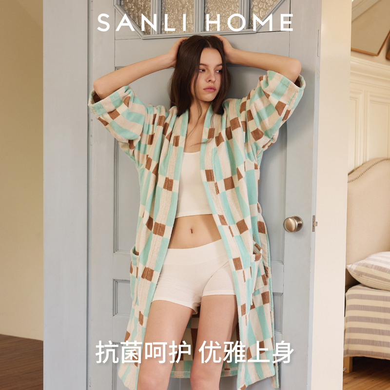 Sanli Home Silk Soft Bathrobe, Absorbent and Quick-Drying, Five-Star Hotel Wearable Bath Towel, Couple's Nightgown Sanli Home Silk Soft Bathrobe, Absorbent and Quick-Drying, Five-Star Hotel Wearable Bath Towel, Couple's Nightgown