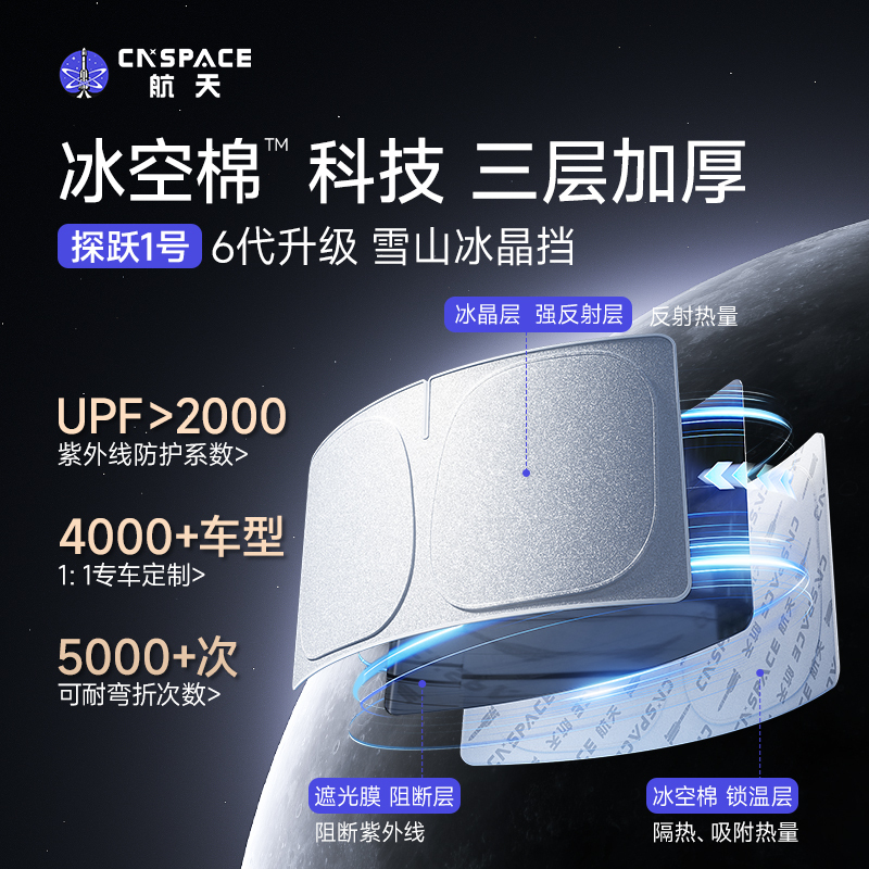 Aerospace Sunshade Ice Crystal Model Summer Sun Protection and Heat Insulation Car Front Windshield Cover New Car Sunshade Cloth
