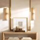 Light Luxury All-Copper Natural Marble Wall Lamp American Simple Long Style Living Room Bedroom Villa Tv Background Wall Lamp