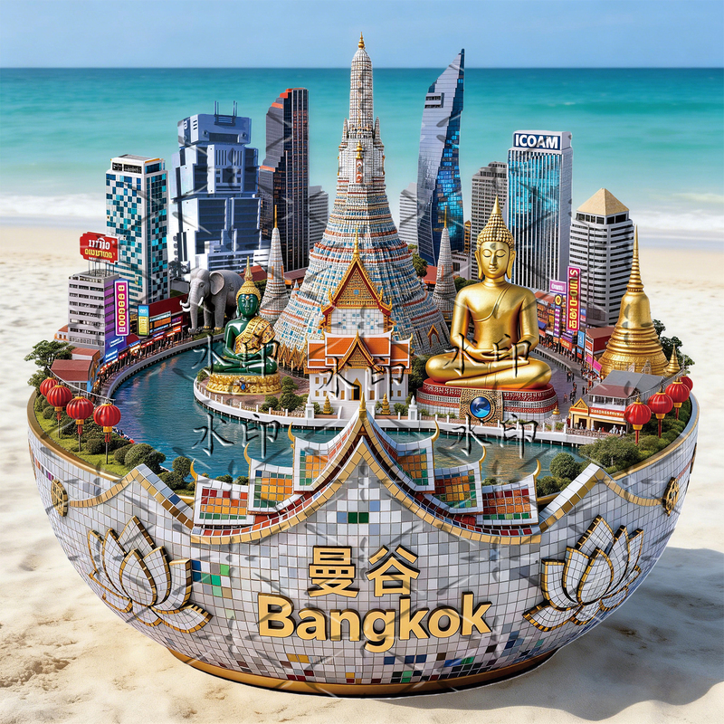 3D Refrigerator Magnets from Bangkok, Thailand, Popular Tourist City, Collectible Cultural and Creative High-End Souvenirs, Gifts for Friends