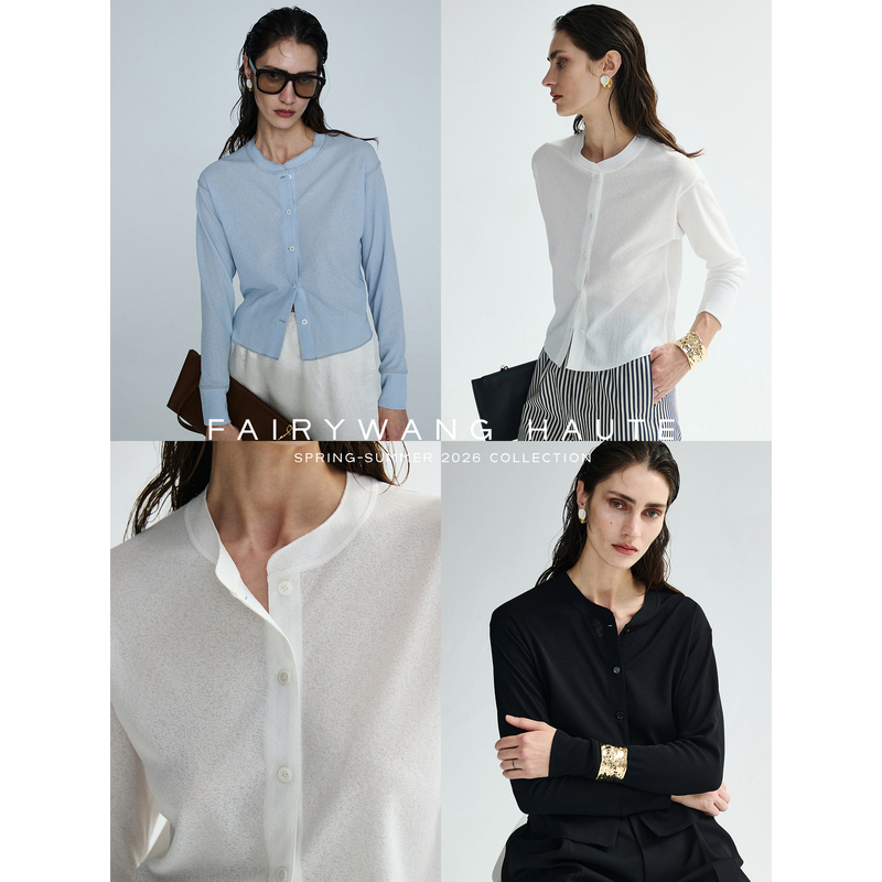 Fairy Wang Japanese Imported Special High-Twist Yarn Kendall Jenner Style Tr Cardigan