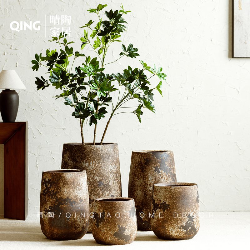 Jingdezhen Wabi-Sabi Style Ceramic Flower Pot, Large Diameter Floor-Standing Planting Pot, Balcony Tree Planter, Monstera, Dracaena Large Pot Jingdezhen Wabi-Sabi Style Ceramic Flower Pot, Large Diameter Floor-Standing Planting Pot, Balcony Tree Planter, Monstera, Dracaena Large Pot