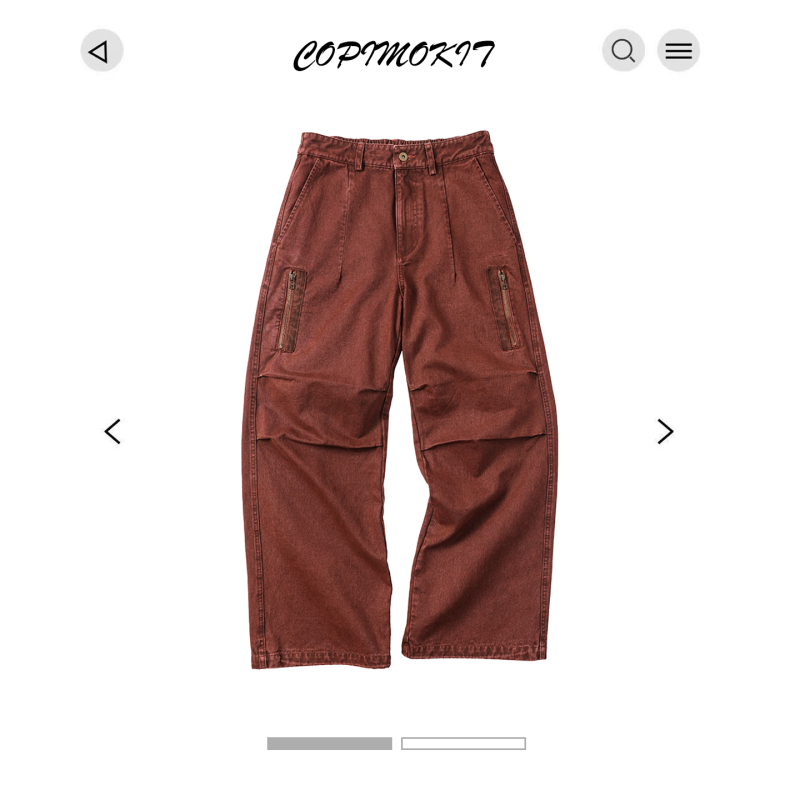Copimokit "New Wave" Washed Rust Red Pleated Twill Casual Straight-Leg Pants