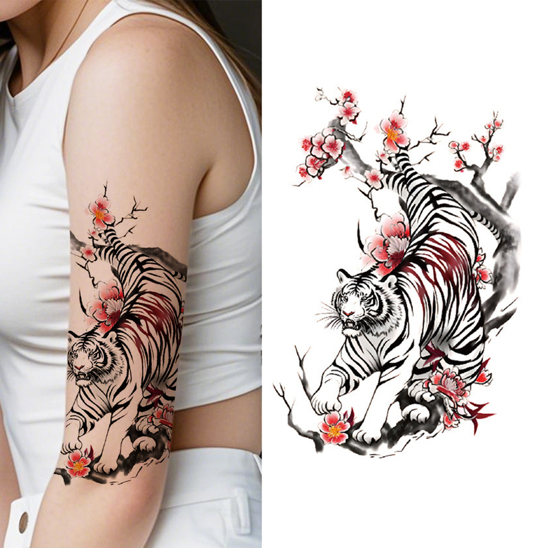 Tattoo Stickers Waterproof Tiger Pattern Plum Blossom Tattoo Stickers Temporary Tattoo Stickers for Arms and Legs Tattoo Stickers Waterproof Tiger Pattern Plum Blossom Tattoo Stickers Temporary Tattoo Stickers for Arms and Legs