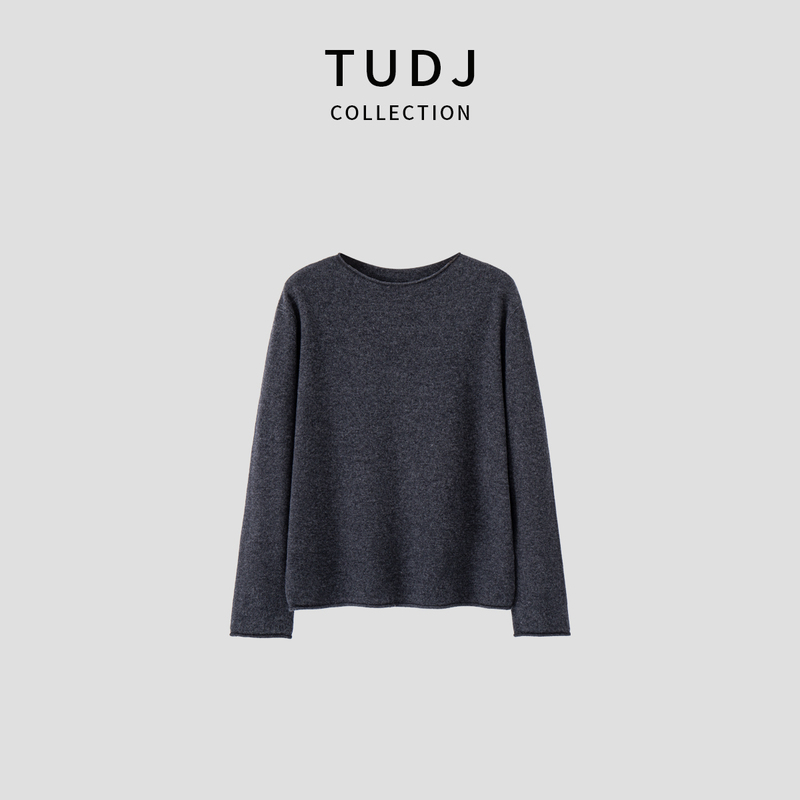 Tudj100% Wool Sweater Women's Long-Sleeved Bottoming Sweater Autumn and Winter Style Outer Wear Knitted Sweater Round Neck Pullover Sweater