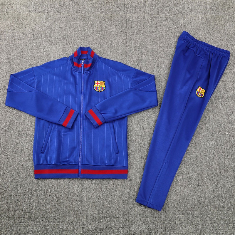 2526 Season Barcelona Off-Field Training Jacket Set with Embroidered Pockets and Zippers