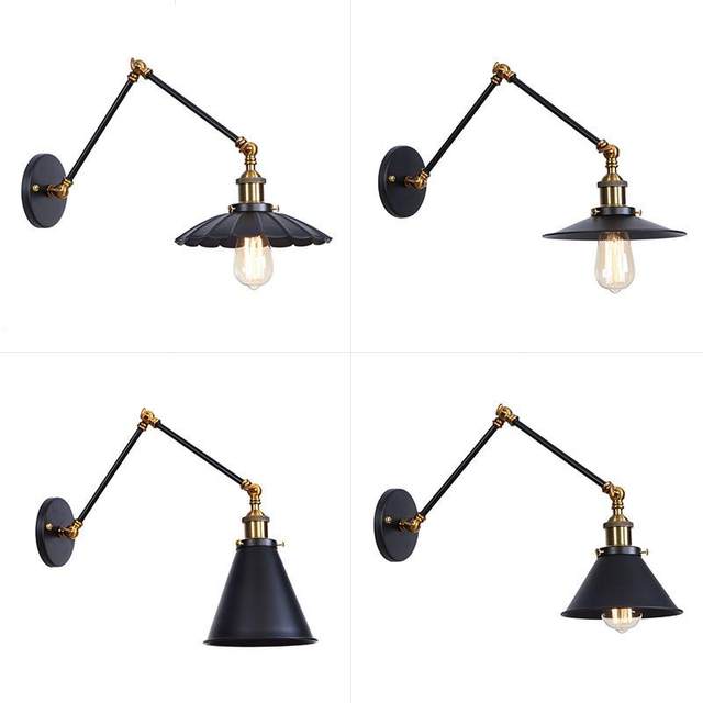 American iron RH wall lamp decoration bar restaurant art gallery black personalized simple bedside wall lamp