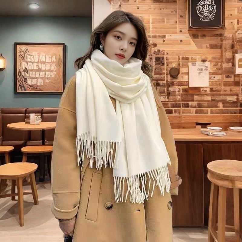 2026 New Solid Color Scarf, Winter Unisex Shawl, Couple Shawl, Two-in-One, Warm, Long, Thick, Japanese and Korean Style